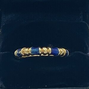 Women's Tiffany & Co 18kt Yellow Gold and Blue Enamel Bamboo Ring
